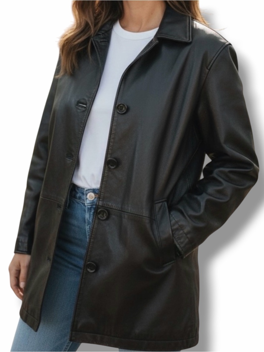 Eddie Bauer Leather Jacket Coat Size XL Black
